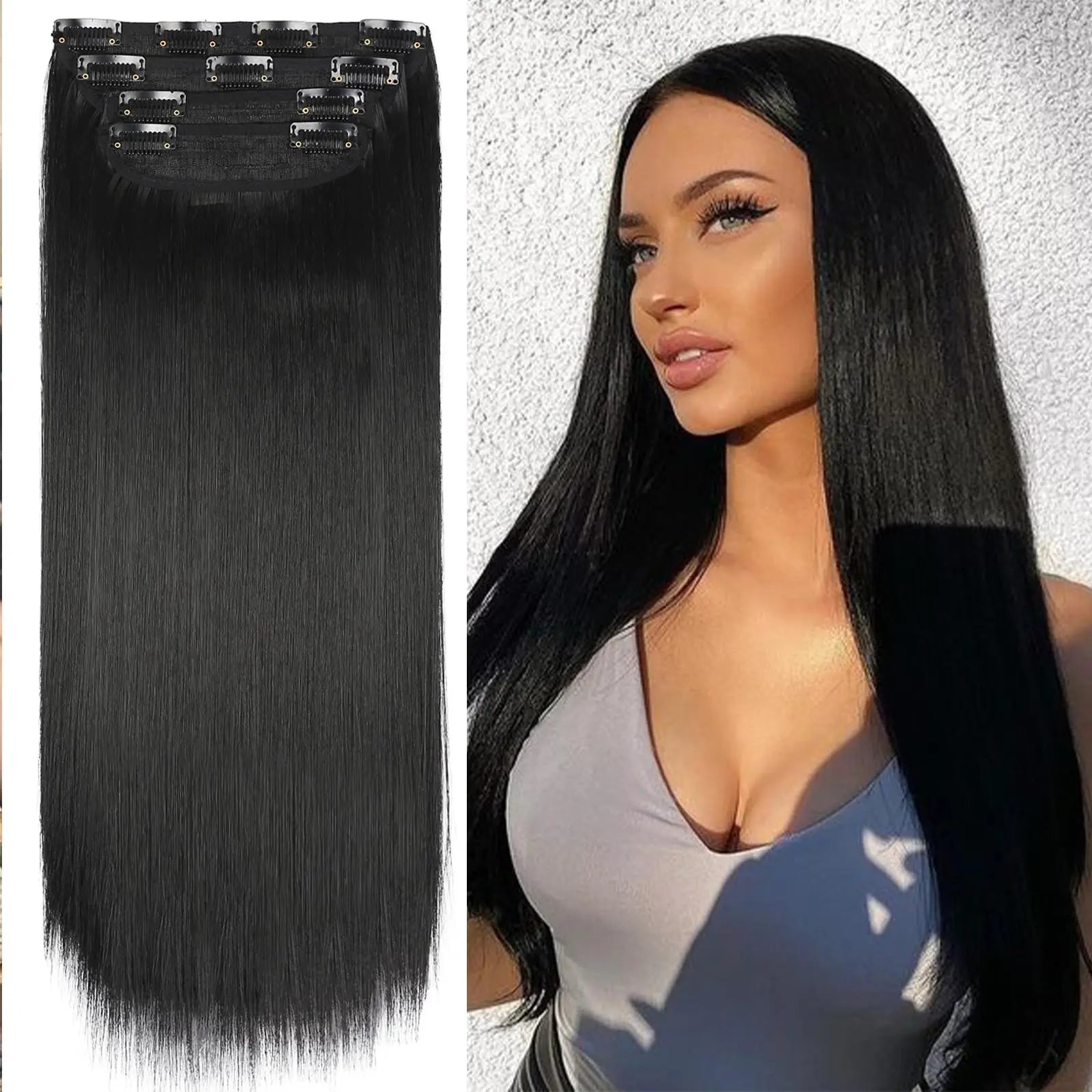 Clip In Real Human Hair Straight Hair