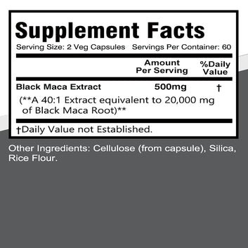 Black Maca Supplement - Promotes Power