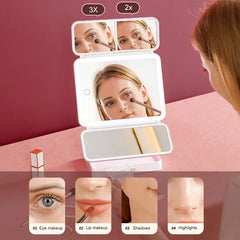 Tri-Fold LED Makeup Mirror