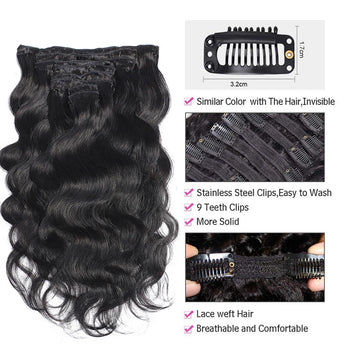 Body Wave Clip In Human Hair Extensions