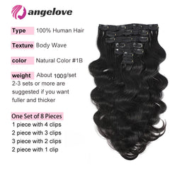 Body Wave Clip In Human Hair Extensions